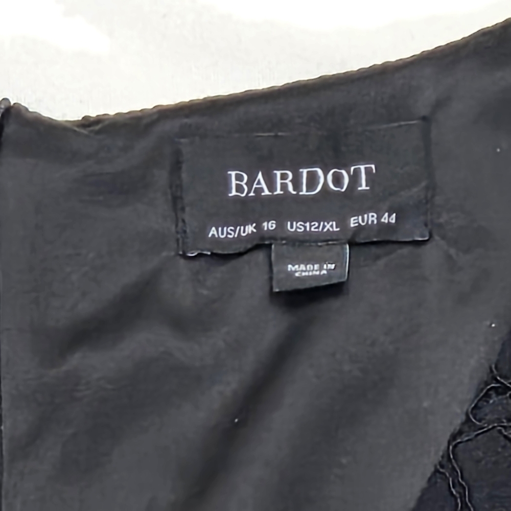 Bardot Black Lace Mini Dress Size 12 - Picture 7 of 16